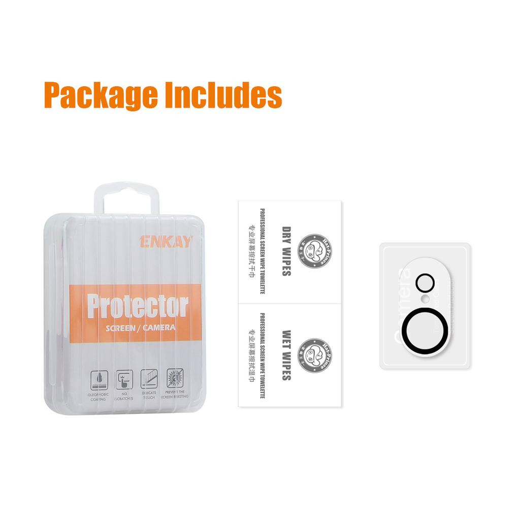 For iPhone 16e Camera Lens Protector ENKAY HAT PRINCE Tempered Glass Lens Film with Black Ring