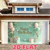 2D Mint Green Happy Birthday Backdrop with Pink Balloons & Floral Photography Background