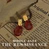 Burgundy Enamel Drop Glaze Earrings Collection Retro French Stud Earrings Hong Kong Style Earrings