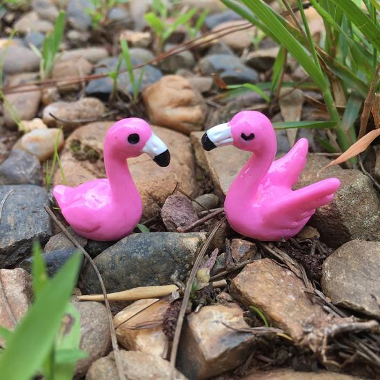 2Pcs Flamingo Toys Vivid Exquisite Small Mini Lovely Flamingo Figurine Desk Decor
