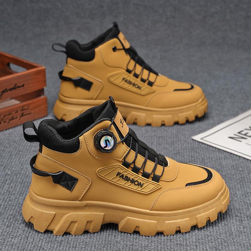 Autumn men's shoes high-top Martin boots men's British retro tooling shoes platform non-slip wear-resistant short boots trendy shoes