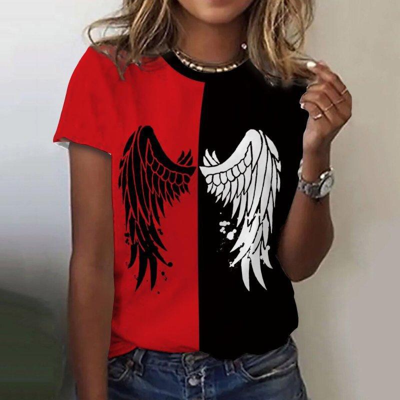 Fashion Wings 3D Print T-Shirts Women Summer O-Neck Short Sleeve T Shirt Harajuku Tops Y2k Casual Oversized Tees Female Clothing