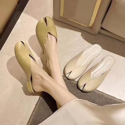 Baotou Half Slippers 2025 New Korean Edition Women's Summer Outerwear Bow Fashion Cool Trawl Red Versatile Fashion Flat Bottom