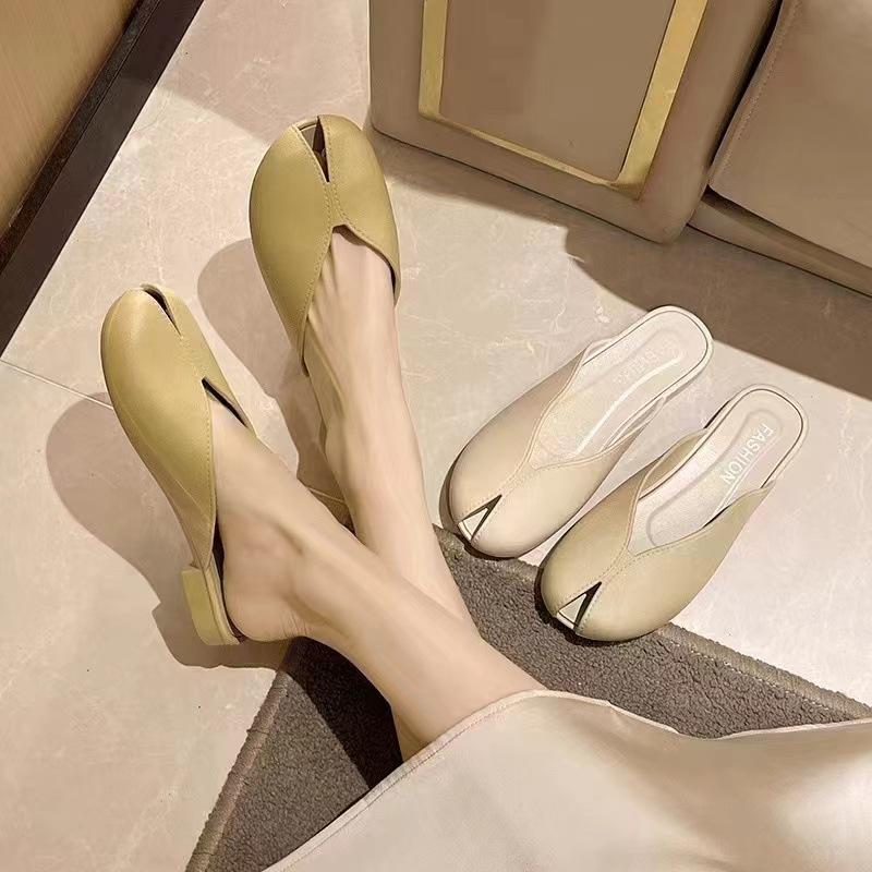 Fashion Baotou Half Slippers 2025 New Korean Edition Women's Summer Outerwear Bow Fashion Cool Trawl Red Versatile Fashion Flat Bottom