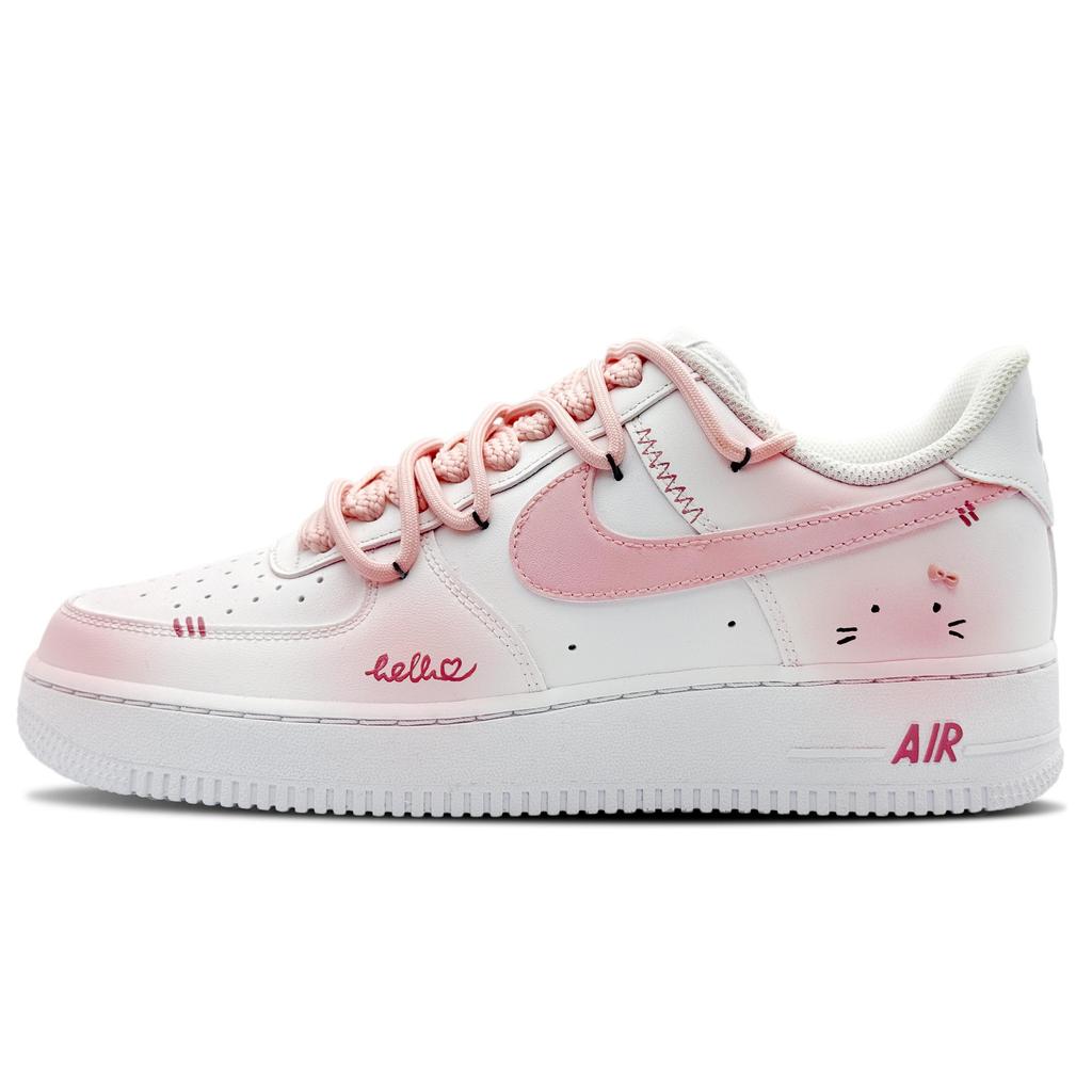 Nike Air Force 1 Kitten Meowth Waterproof Low top Skateboard Shoes Unisex Pink White CW2288-111(Team625-)