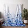 1pc Sdoo Vintage Floral Print Flannel Blanket - Soft All-Season Throw for Sofa, Bed, Car, Office & Camping, Blue Leaf Design, 25