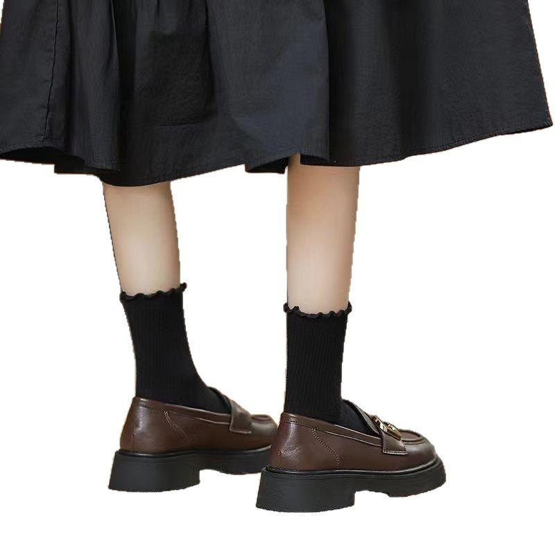 Small leather shoes for women's British retro versatile flat-soled loafers 2025 spring new soft-soled one-pedal single shoes