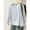 Plus Size Irregular Hollow Out Spliced Fake Two Piece Long Sleeve T Shirt Top For Women
