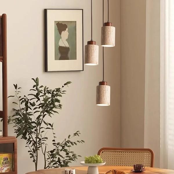 Wabi-Sabi Yellow Stone Pendant Lamp for Bedroom or Bar Counter