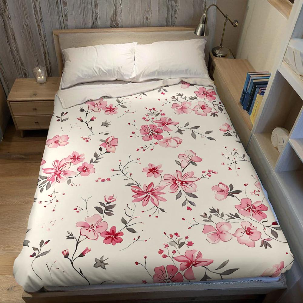 Blush Floral Vine Flannel Blanket Warm Soft Halloween Christmas Couch Warm Cozy Decorative Decor Gift for All Season