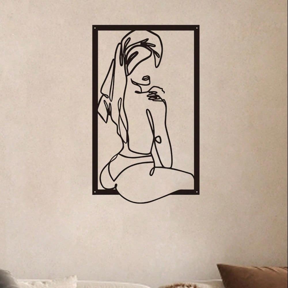 Metal Wall Art Abstract Female Silhouette Decor Bedroom Bathroom Living Room Modern Home Decoration TY7162
