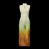 HECO "Emerald Ink Landscape" New Chinese Style Gradient Tie-dye Qipao Dress