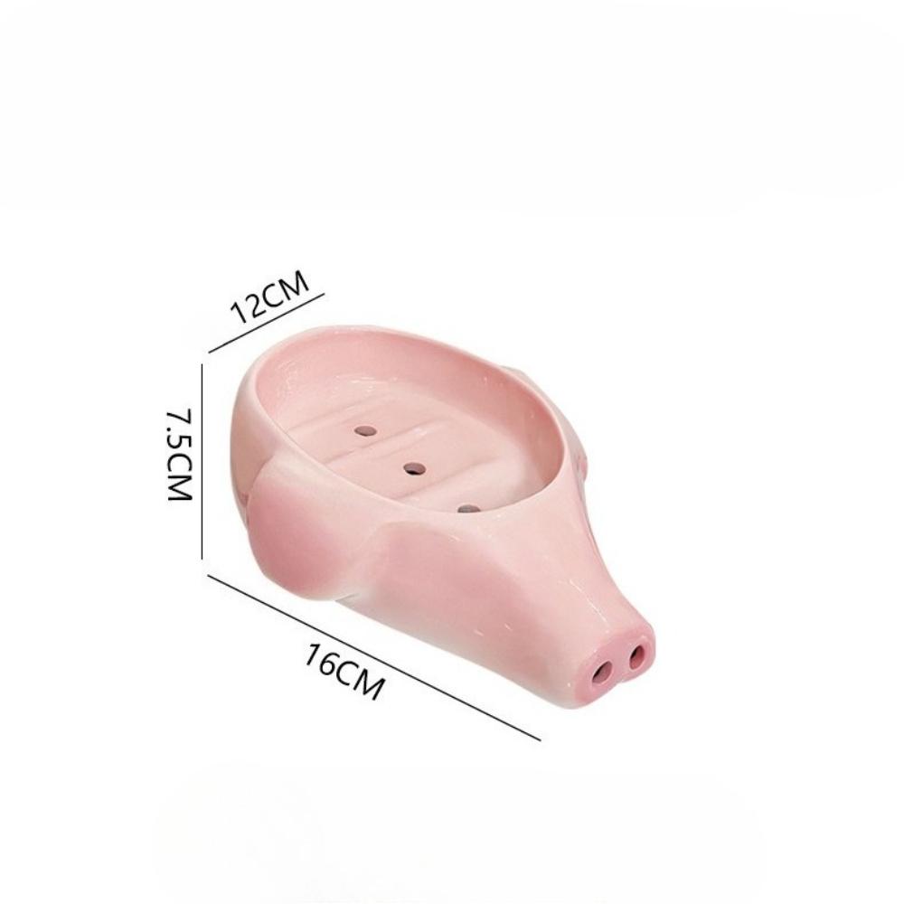 Creative and Funny Piggy Nose Soap Box Household Bathroom Hand Washing Table No Punching Drain Ceramic Soap Rack