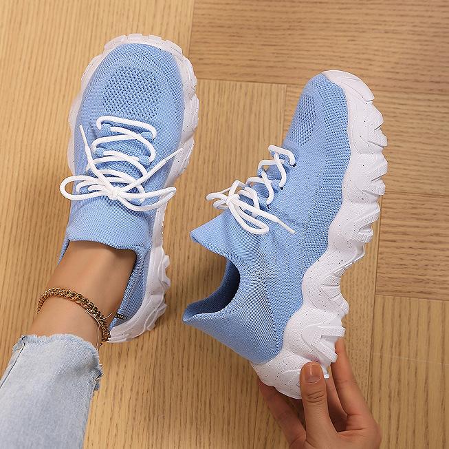 

Пара дышащих носков-туфель на шнуровке, из тканого материала, модный тренд, повседневная спортивная обувь, уличная обувь на платформе 43