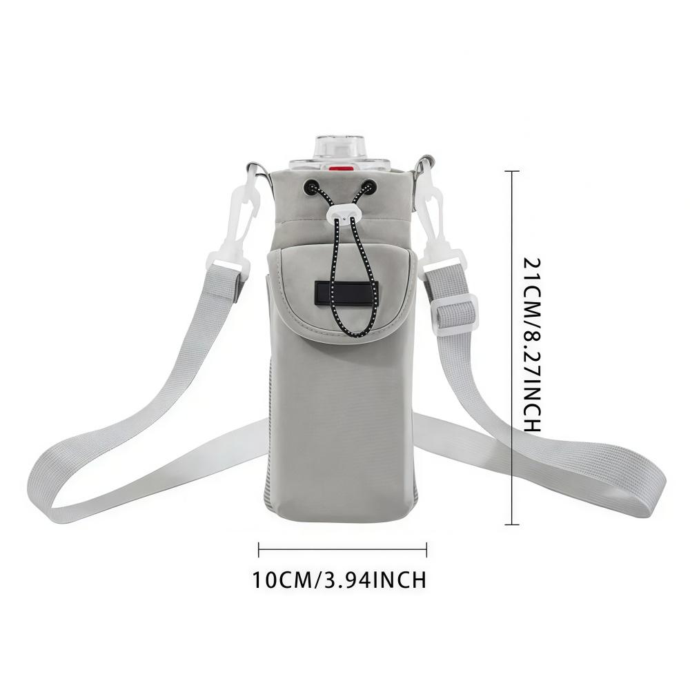 1PC Adjustable Shoulder Strap Water Bottle Bag with Phone Pocket Waterproof Water Bottle Carrier Bag Water Bottle Holder Pouch