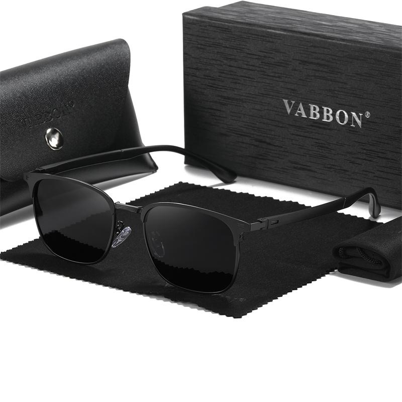 VABBON Мужские поляризованные солнцезащитные очки с большой оправой для вождения, солнцезащитные очки, стильные простые ретро-автомобильные очки 9376 чёрный