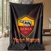 Custom Text Flannel Throw Blanket, Lightweight Cozy Bed Sofa BlanketAS Roma
