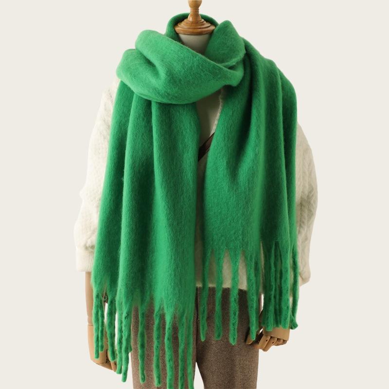 New Winter Scarf for Women Warm Solid Pashmina Blanket Wraps Female Thick Soft Bufanda Big Tassel Shawl Long Poncho Echarpe