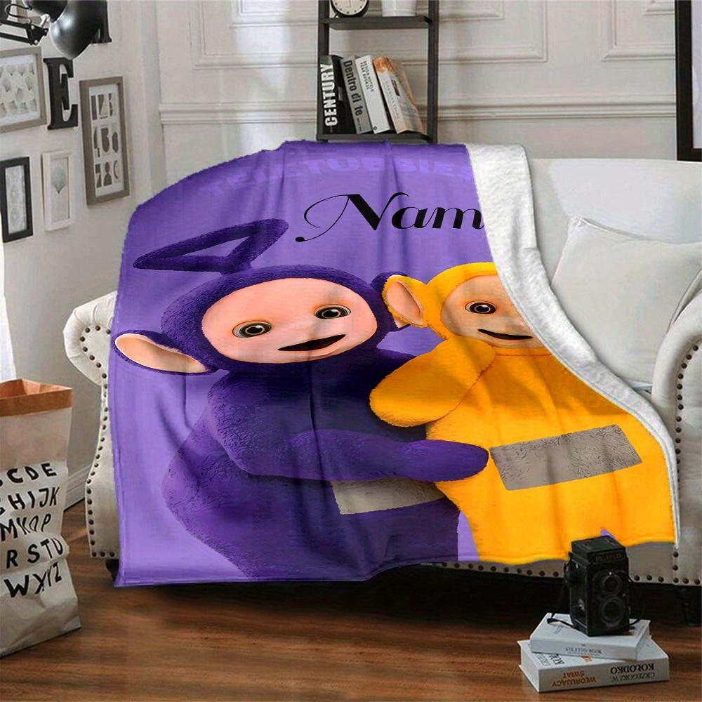 Teletubbies Purple And Yellow Tinky Winky And Laalaa Themed Blanket Personalized Name Soft Warm And Versatile For Sofa Bed Office And Travel Machine