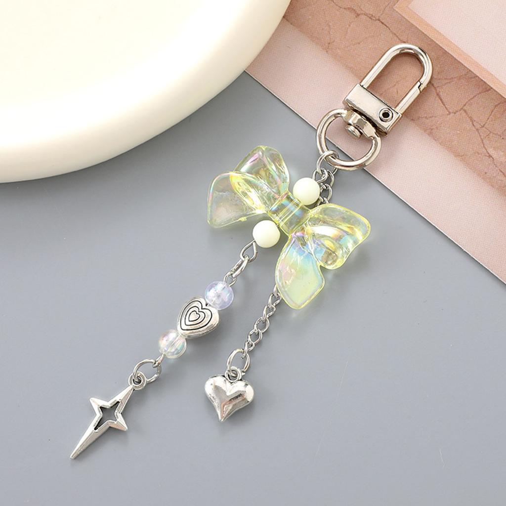 Car Keychain for Women Girls Cute Keychain Bag Charms Metal Heart Bowknot Keychain Accessories for Backpacks Wallets