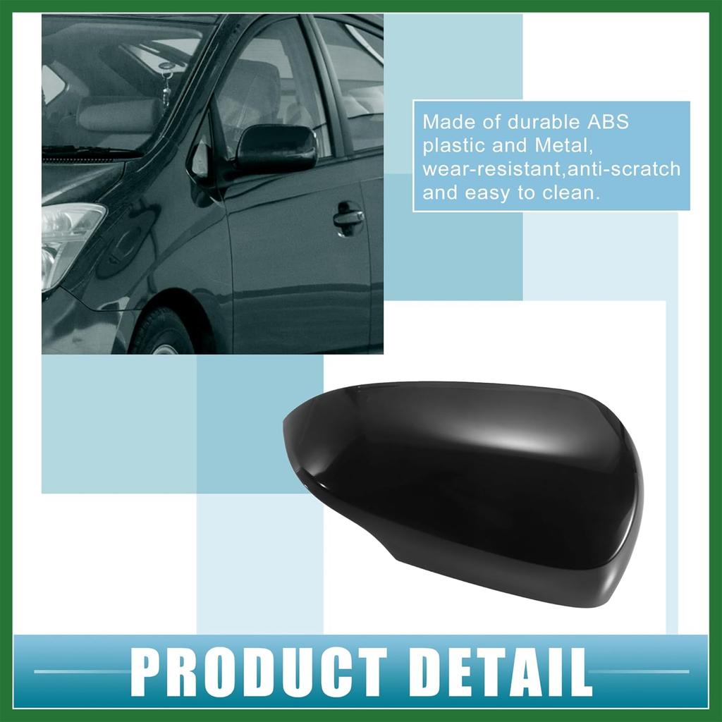 Motoforti Rückspiegelkappe Rechts für Seitenspiegel Tür für Toyota Prius C 2012-2018 ABS-Kunststoff Schwarz Langlebig