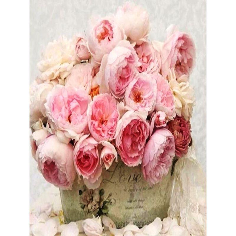 Diamant-Malerei, rosa Blume, vollflächige Diamant-Stickerei, Rose, dekoratives Kreuzstich-Set, Heimdekoration