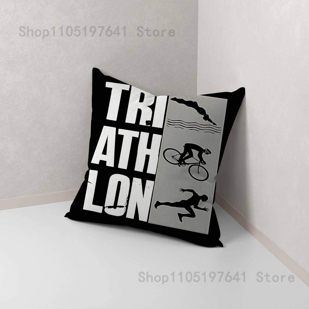 Triathlon Swim Bike Run Tri Life Pillow Case For Sofa Decor Car Office Room Printing Cushion Cover Decorations and Protector