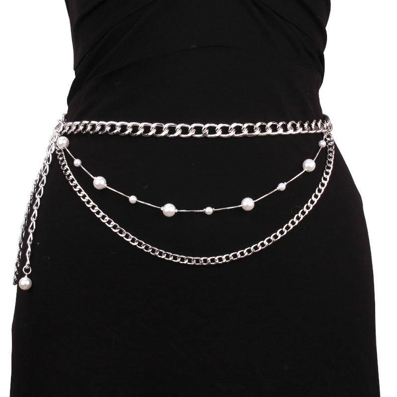 Vintage European Body Chain With Pearl Multilayer Design For Casual Summer Wear