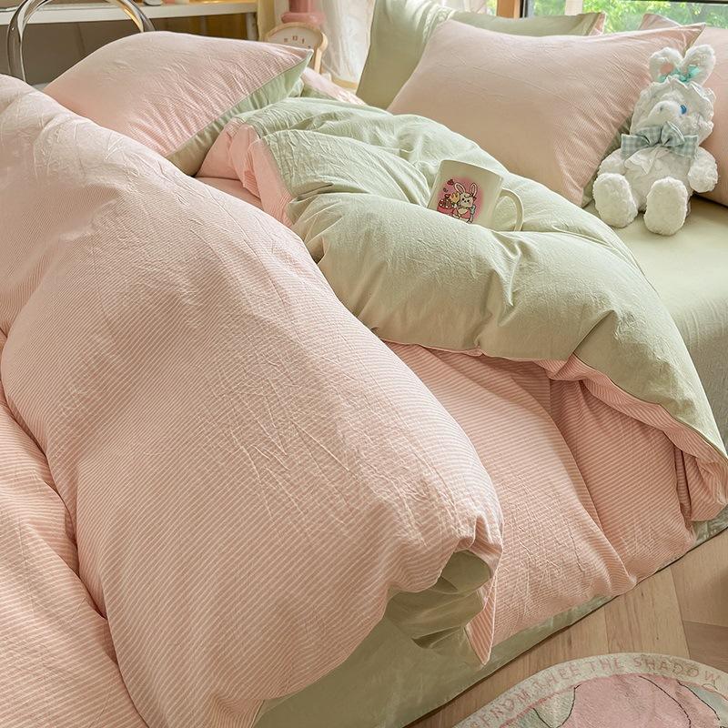 Sada povlečení z čisté bavlny, čtyřdílná sada z čisté bavlny, prostěradlo z čisté bavlny, povlak na přikrývku, sada tří dílů