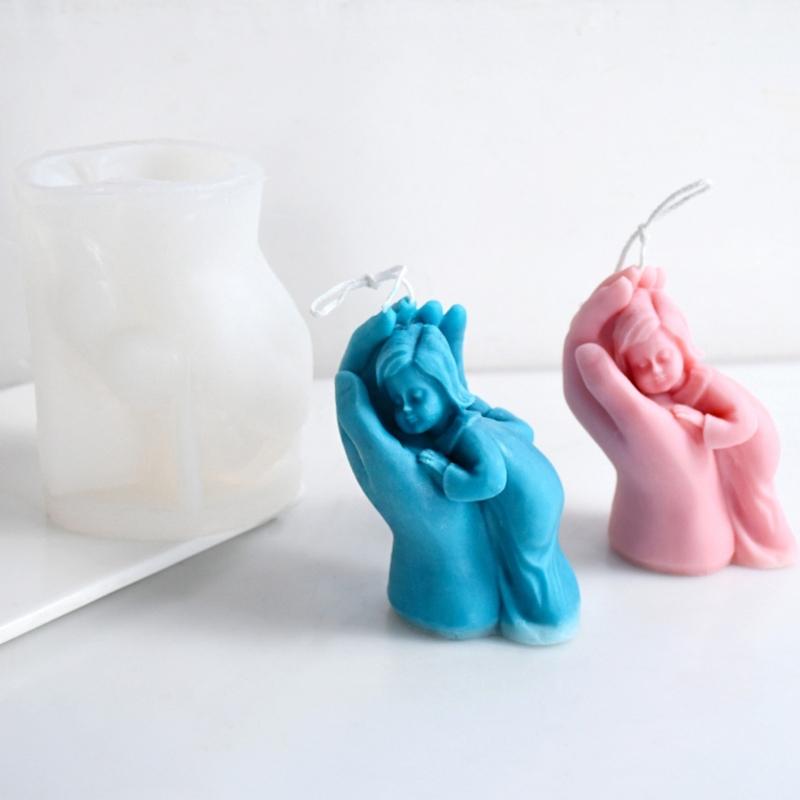 Sleeping Baby Silicone Mold Candle Mold Non-stick Easy to De-mold for Making Plaster Candle Cake Fondant Decorations