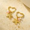 Summer Ocean 18K Gold Plated Starfish Jewelry Waterproof Stainless Steel Drop Earrings Natural Stone Minimalist Women Earrings