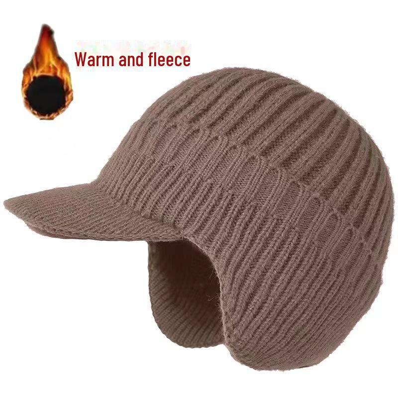 Men's Knitted Wool Hat with Ear Protection for Autumn and Winter - Velvet-Lined and Thickened for Warmth; Ideal Outdoor Hat for the Elderly.