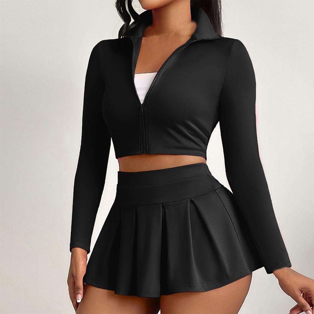 Women's Fashion Casual Hundred Sexy Undershirt Package Hip Pleated Skirt