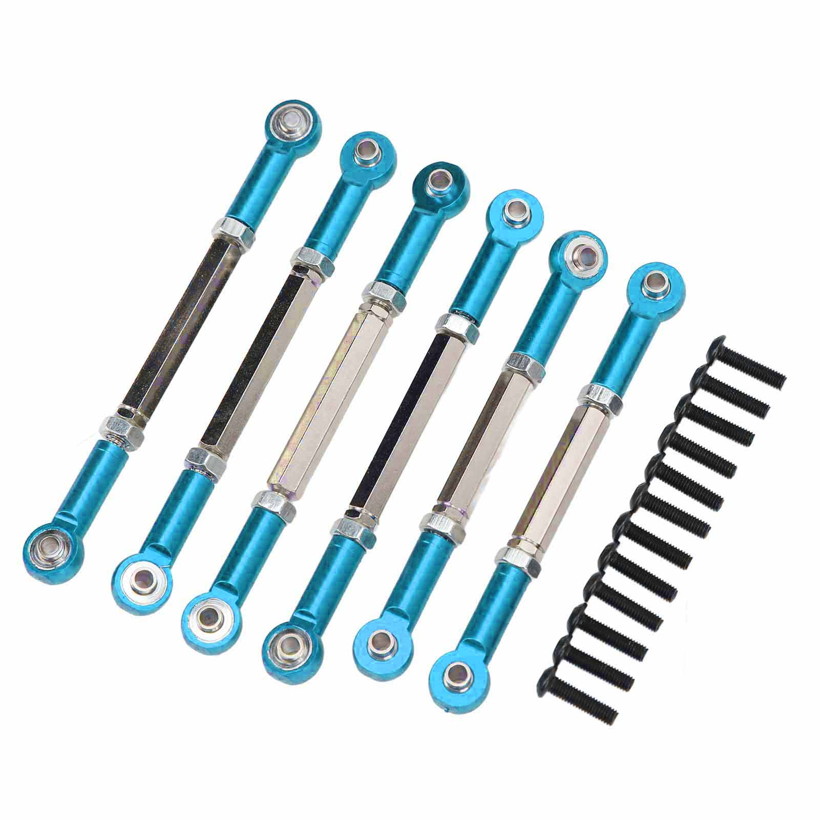 

6Pcs RC Car Pull Rod Set Shock Absorption High Strength Wear Resistant Metal RC Car Link Rod for