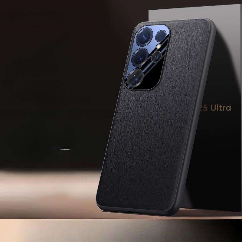 Pu Leather Soft Edged Silicone Phone Case for Samsung for Galaxy S25 Plus S25 Ultra Camera Protection Shockproof Cover