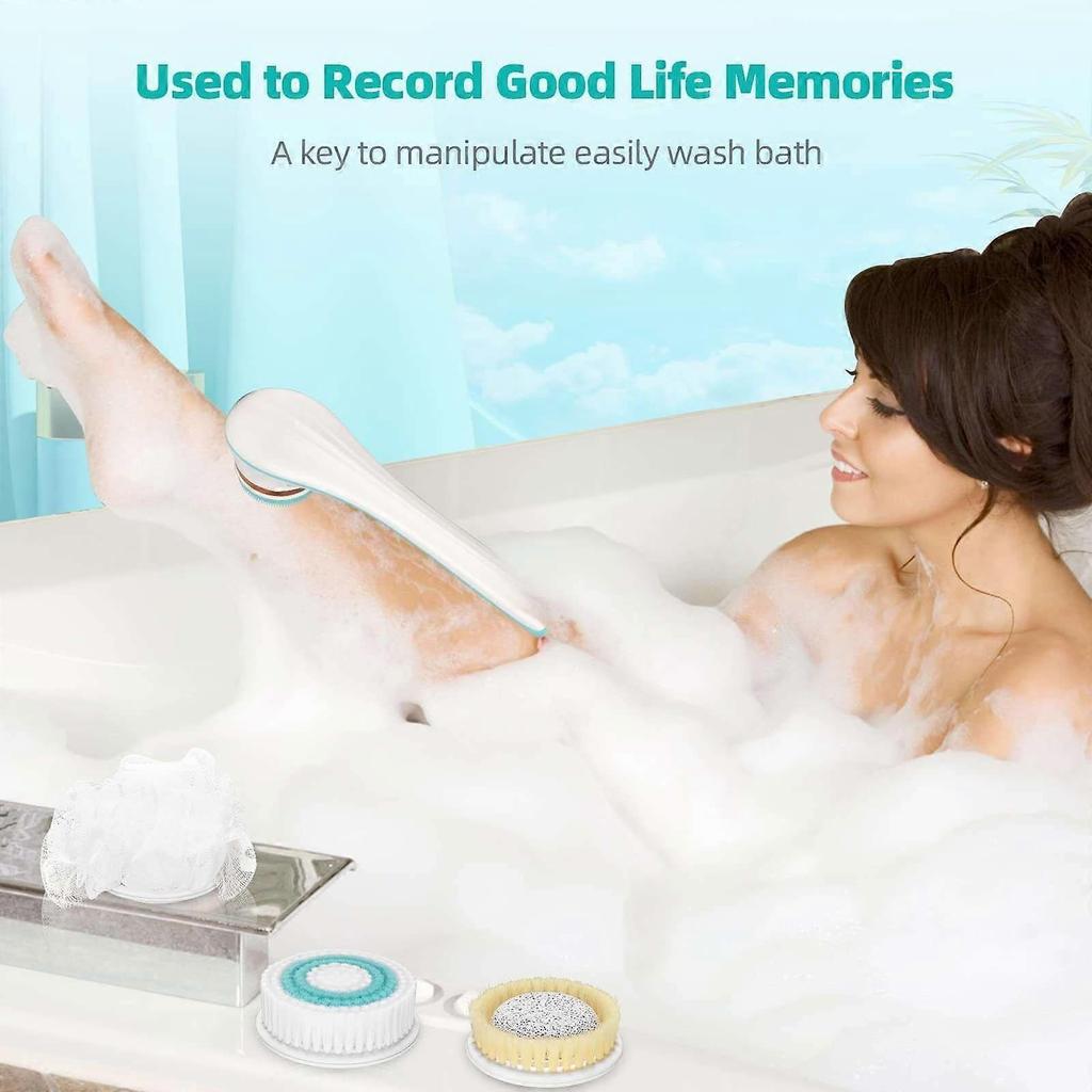 Body Brush, Body Scrubber with Long Handle, Facial Body Exfoliating Brush Kit with 4 Brush Heads for Cleansing, Massage, Care Your Skin In The Shower,