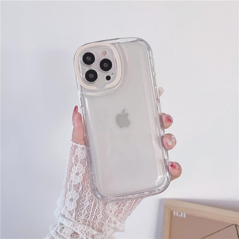 Invisible Folding Lens Bracket Holder Phone Case For iPhone 13 11 12 Pro Max 15 14 Plus Cute Candy Color Shockproof Bumper Cover