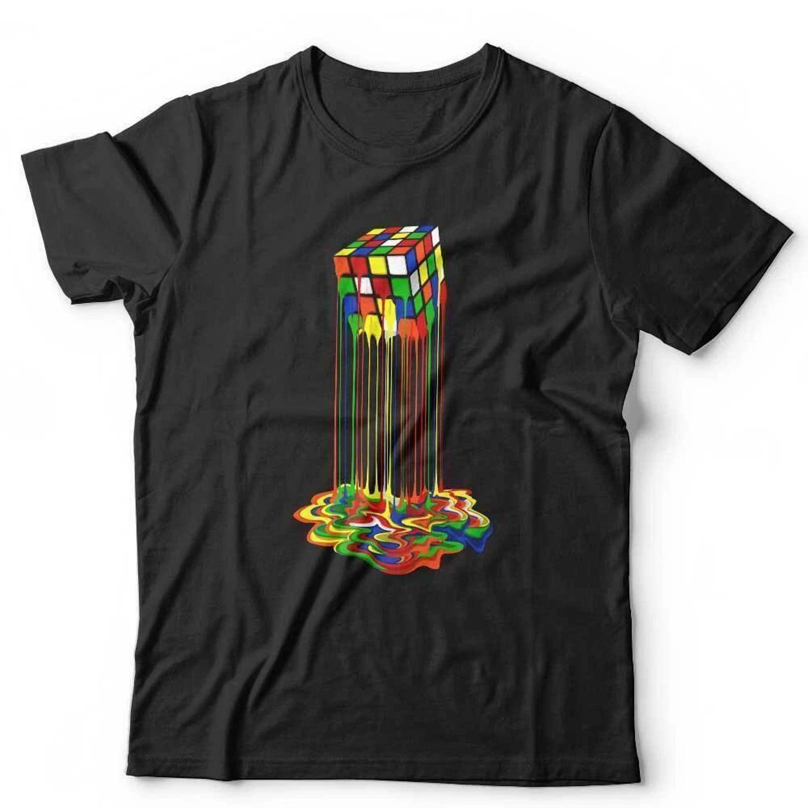 Melted Rubik Cube T-Shirt Unisex & Puzzle Melting Toy Retro Vintage 2XL