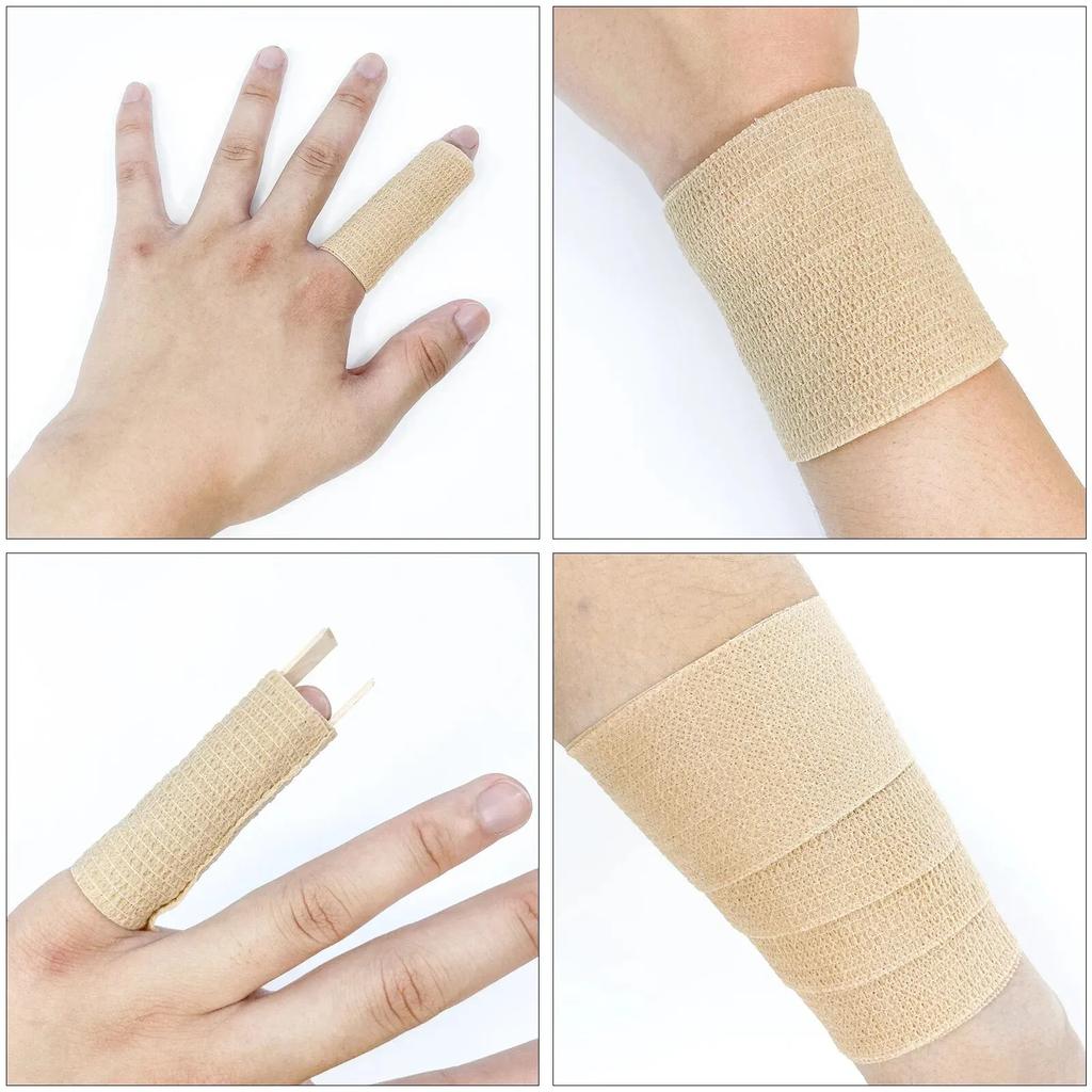 Non-Woven Elastic Self-Adhesive Bandage Roll – 2.5/5/7.5/10cm X 4.8m Cohesive Sports Wrap for Fingers, Wrist & Leg Support