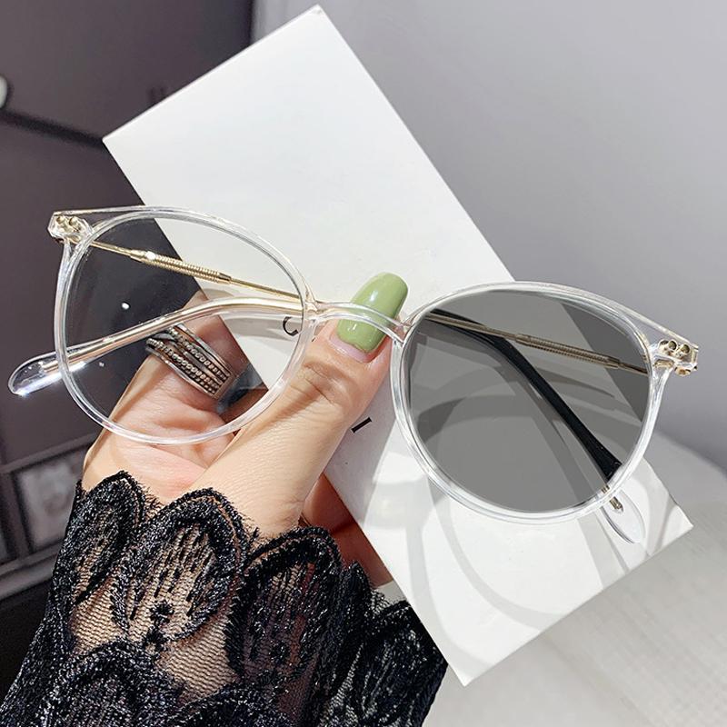 Women Luxury Photochromic Glasses Fashion Blue Lamp Blocking Finished Myopia Glasses Trendy Color Changing Sunglasses Diopters