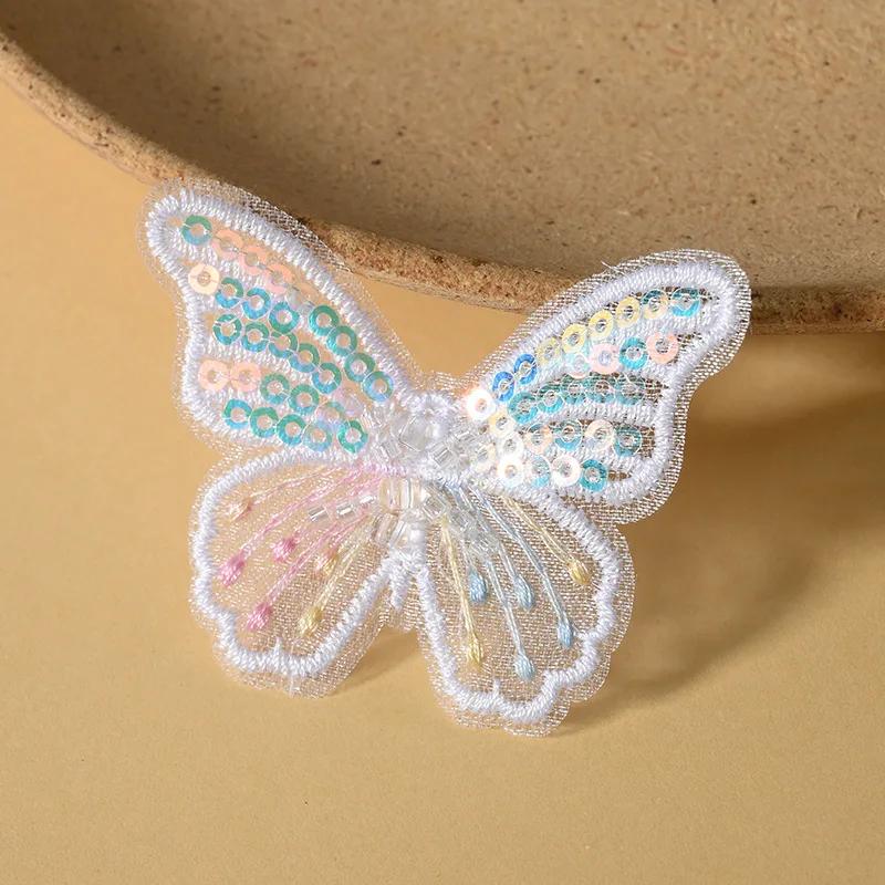 10/20pc Pearl Butterfly Lace Embroidered Wedding Clothes Jewelry Accessories Appliques For Sewing Supplies DIY Hair Clip