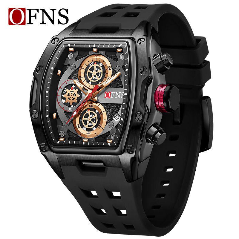 Oufannishi Men s Six-Needle Multifunctional Quartz Wristwatch With Creative Wine Barrel Design