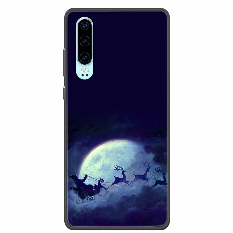 Christmas Phone Cases For Huawei P30 Pro P30 lite Case Black Silicone TPU Soft Cover For Huawei P30 Pro Santa Claus Bumper Funda