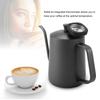 600ml Kaffekanna i rostfritt stål Svanhalsutlopp Tekanna med termometer(Svart)