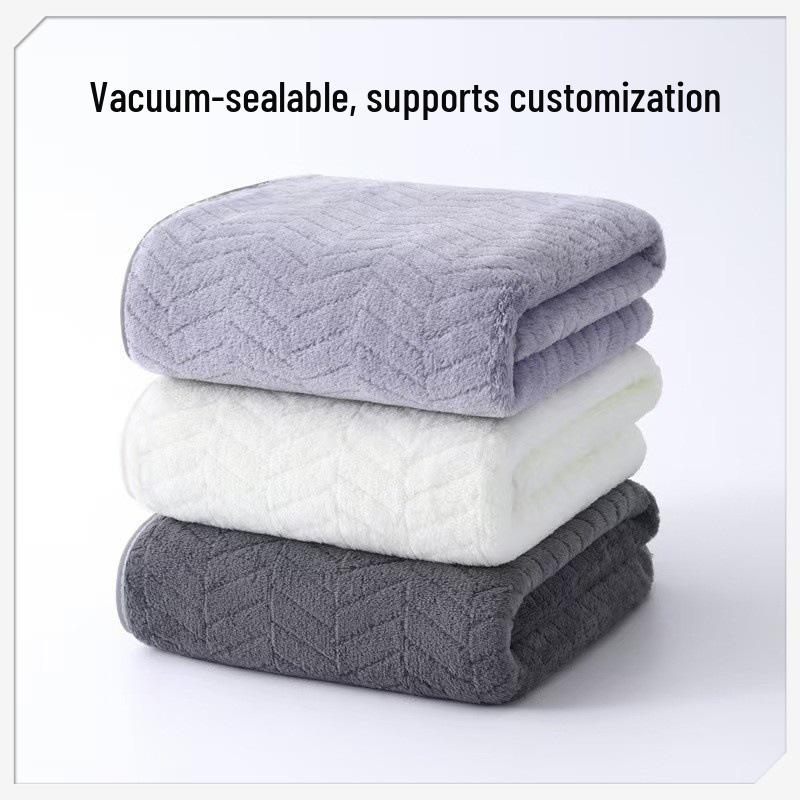 Temu Coral Fleece Bath Towel Set - Wheat Ear Style, Large Towels
