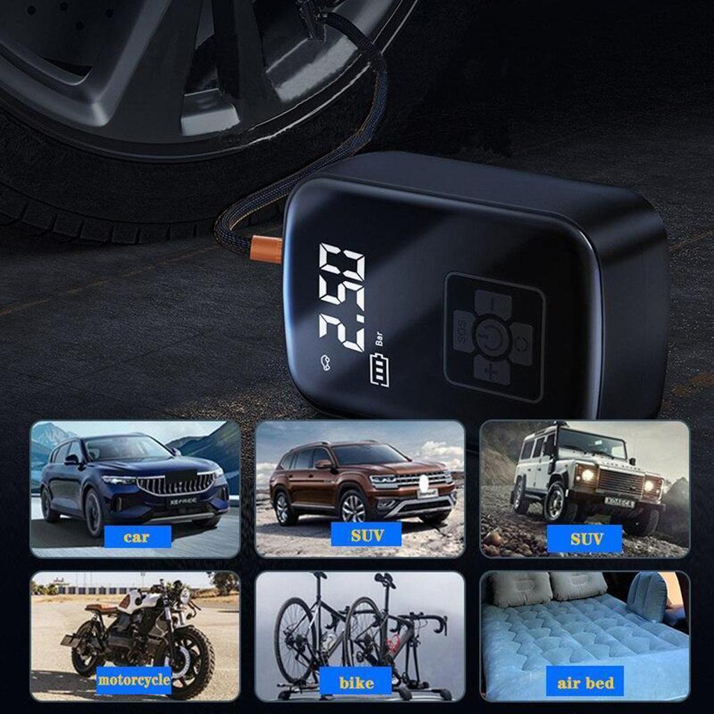 Cordless Tire Inflator Portable Air Compressor 150PSI Low Noise Portable Tire Air Pump For Motorcycle Bike Ball