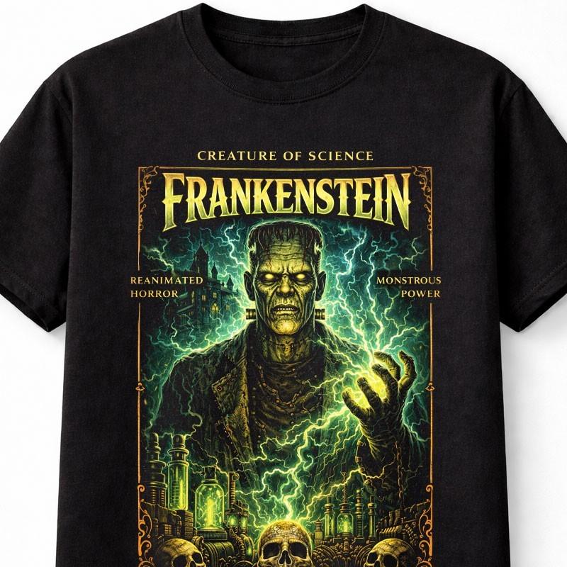 Frankenstein T Shirt Lab Classic Monster Horror Tee Unisex Black S5XL