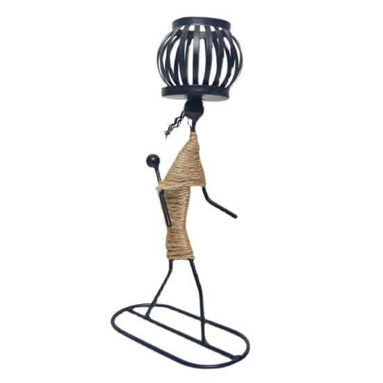 Metal Candle Holder Handmade Human Shape Candle Holder Iron Art Figure Tea
