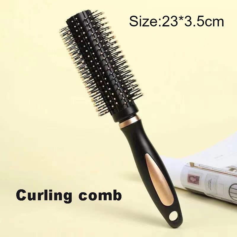 Black and Gold Anti-Static Hair Brush Set with Massage Function for Curly Hair Care