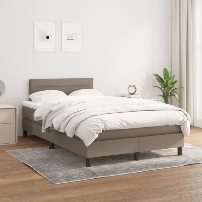 3140125 vidaXL Divan Bed with Mattress Taupe 120x200 Cm Fabric